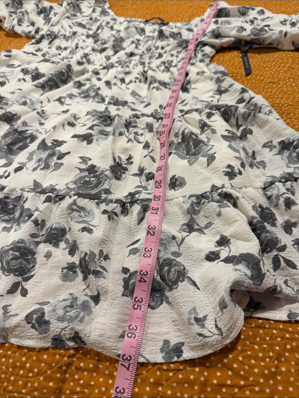 White and Gray Floral Smocked Tunic Top - Picture 8 of 11